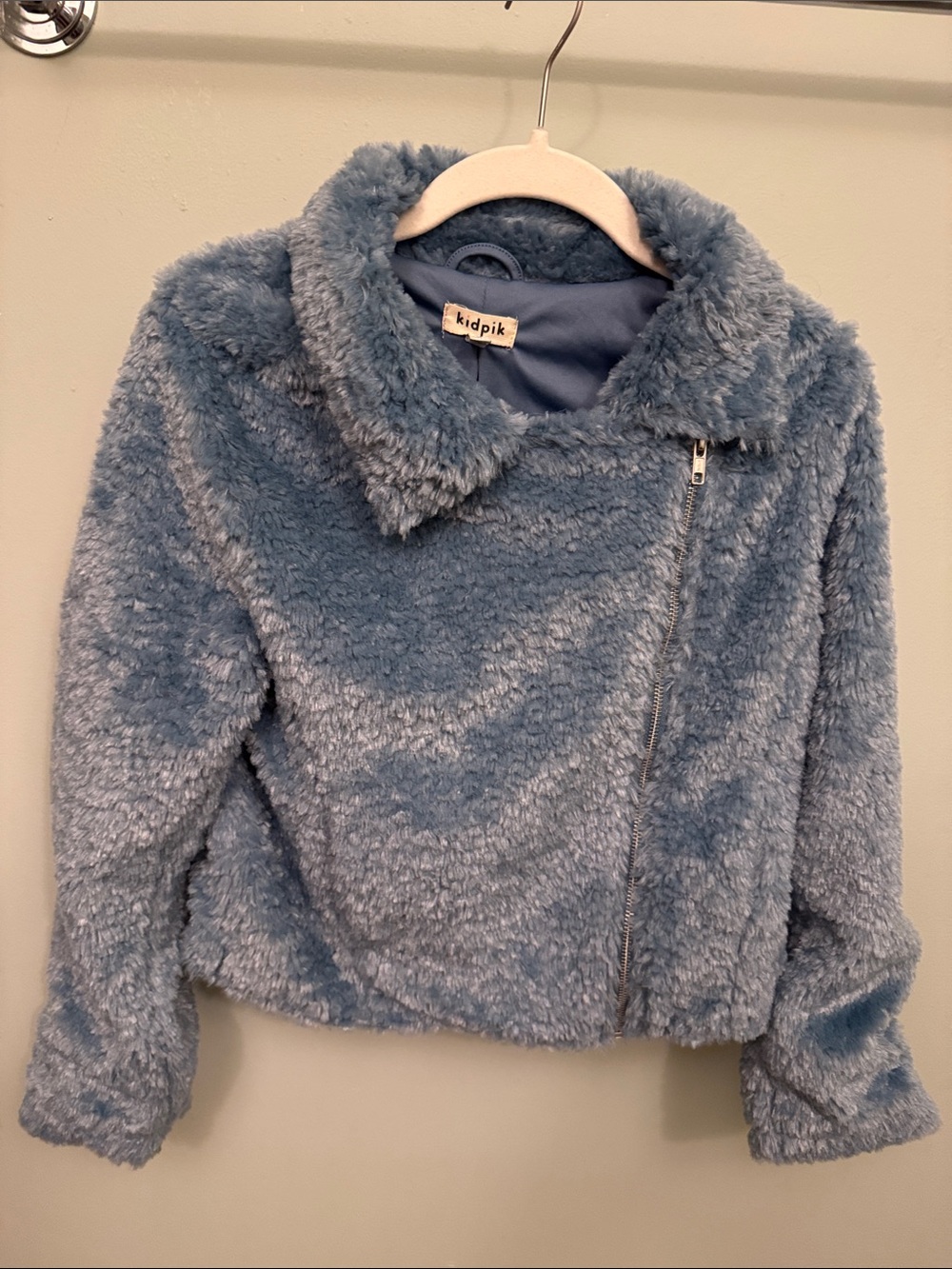 kidpik Plush Light Blue Faux Fur Puffer Jacket